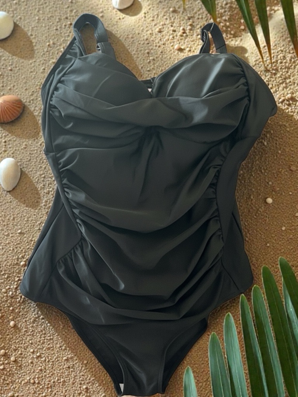 Classic Black Ruched One-Piece Swimsuit